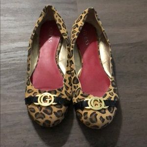 leopard print guess flats size 10